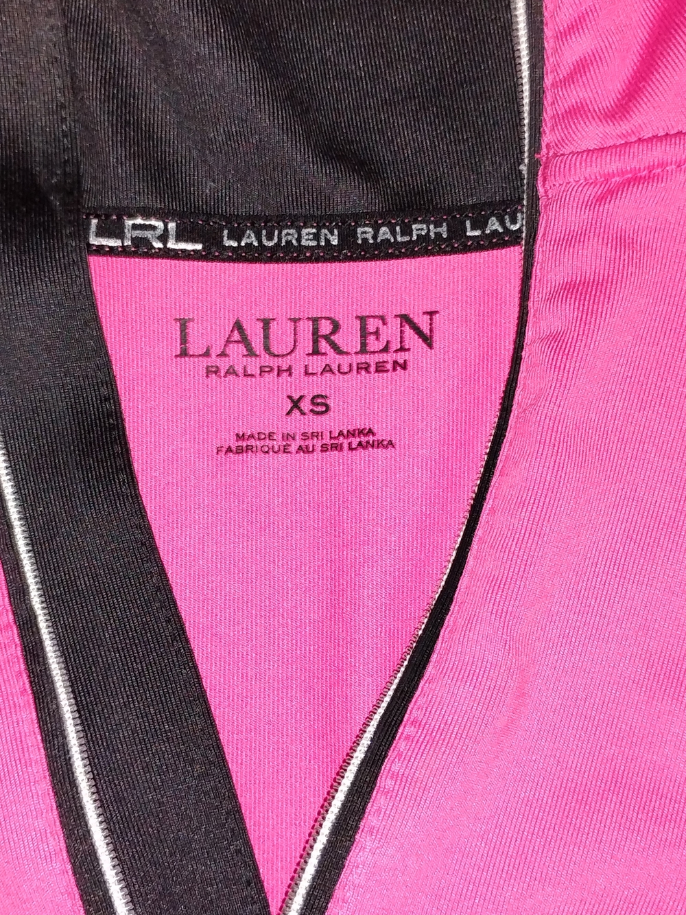 Lauren Ralph Lauren Hot Pink Long Sleeve Half-Zip Top with Black Trim - Picture 4 of 8